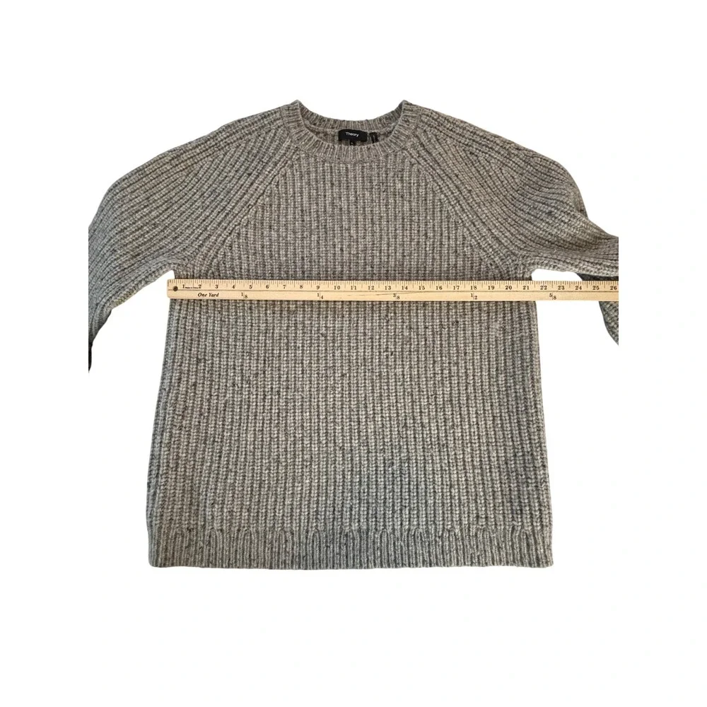 Theory Martig Nobello Merino Cashmere Wool Chunky Knit Sweater XL Gray Marl